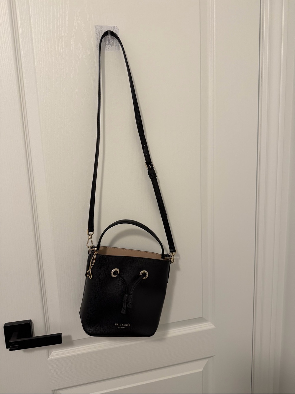 kate spade Black Pebbled Leather Drawstring Crossbody Bucket Bag - Picture 5 of 8